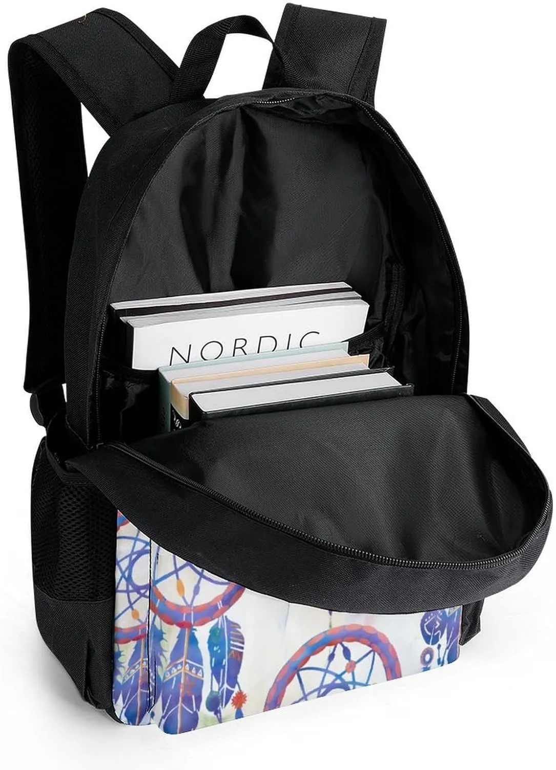 Blue Watercolor Dreamcatcher Modern Boho A Large Capacity Backpack with Pockets, Suitable for Outdoor Use, Etc