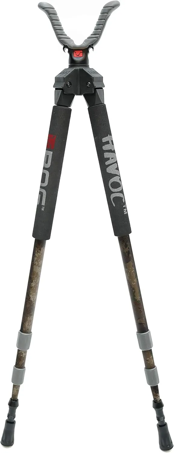 BOG Havoc Camo Bipod Shooting Rest with Lightweight Aluminum Construction, High Density Foam Grips, Twist-Style Lock Legs, and Universal Shooting Rest Head for Hunting, Shooting, and Outdoors
