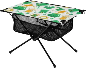 Bolaz Outdoor Folding Portable Picnic Camping Table-St. Patrick's Day Beer Print,Storage Mesh for Camping Gear Accessories, Hiking, Mountaineering, Outdoor Travel