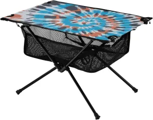 Bolaz Outdoor Folding Portable Picnic Camping Table-Tie Dye Blue Orange Gray4,Storage Mesh for Camping Gear Accessories, Hiking, Mountaineering, Outdoor Travel