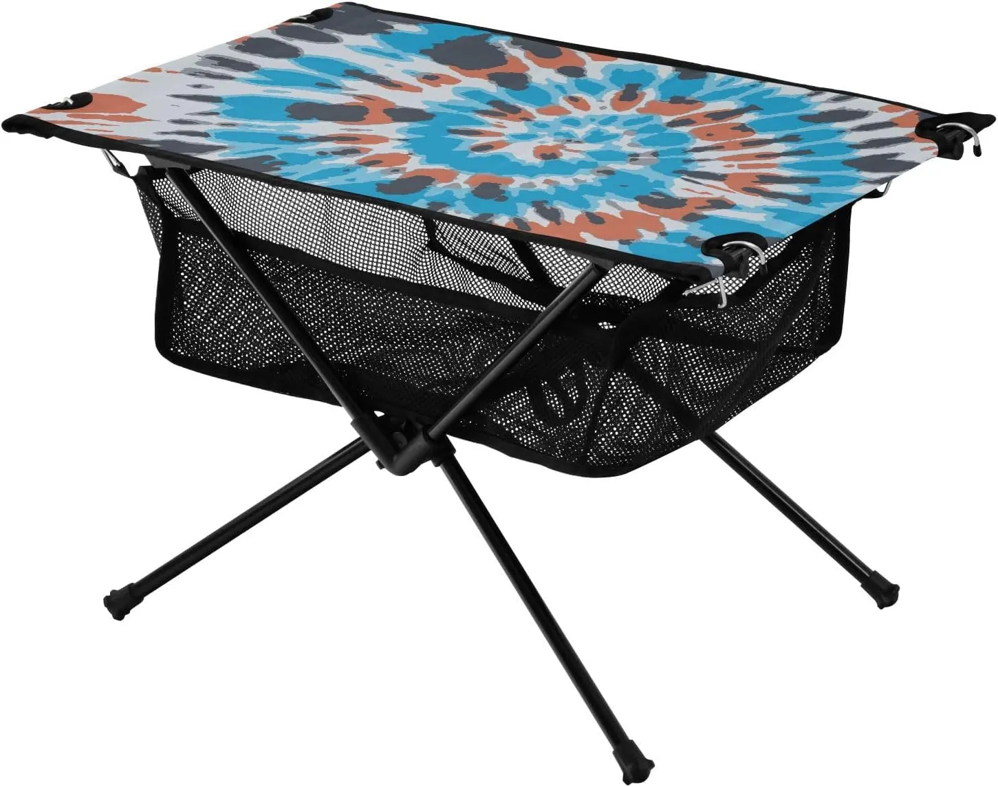 Bolaz Outdoor Folding Portable Picnic Camping Table-Tie Dye Blue Orange Gray4,Storage Mesh for Camping Gear Accessories, Hiking, Mountaineering, Outdoor Travel