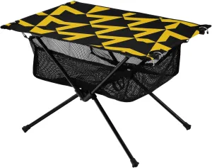 Bolaz Outdoor Folding Portable Picnic Camping Table-Yellow Geometric Grid Pattern,Storage Mesh for Camping Gear Accessories, Hiking, Mountaineering, Outdoor Travel