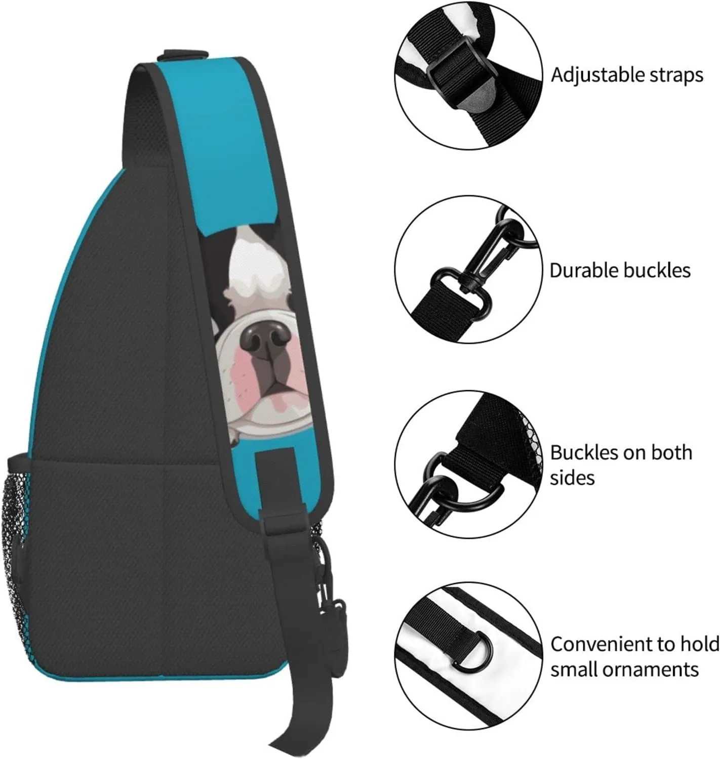 Boston Terrier Dog Hiking Daypacks Cross-body Sling Backpack for Men Women Outdoor Cycling Hiking Travel