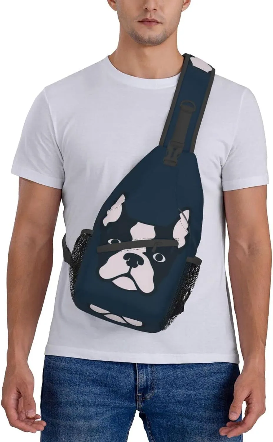 Boston Terrier Hiking Daypacks Cross-body Sling Backpack for Men Women Outdoor Cycling Hiking Travel