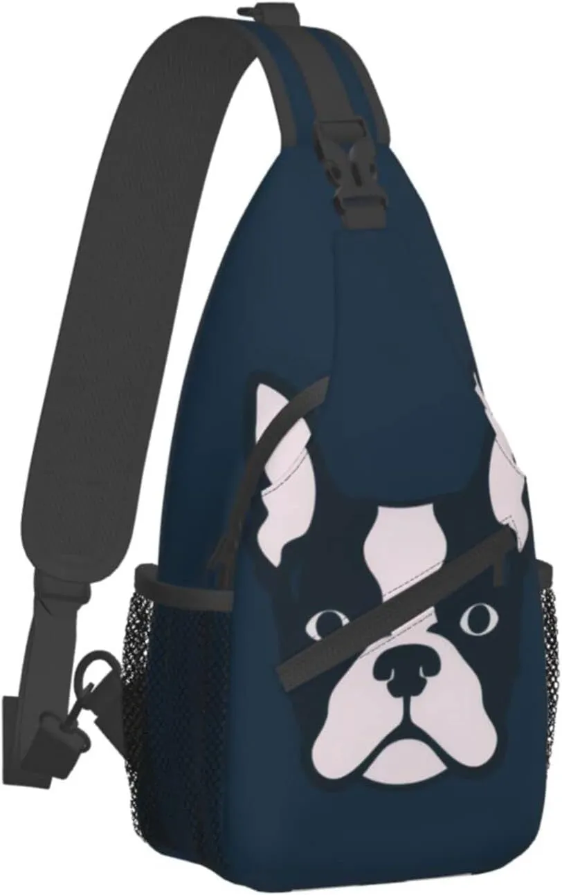 Boston Terrier Hiking Daypacks Cross-body Sling Backpack for Men Women Outdoor Cycling Hiking Travel