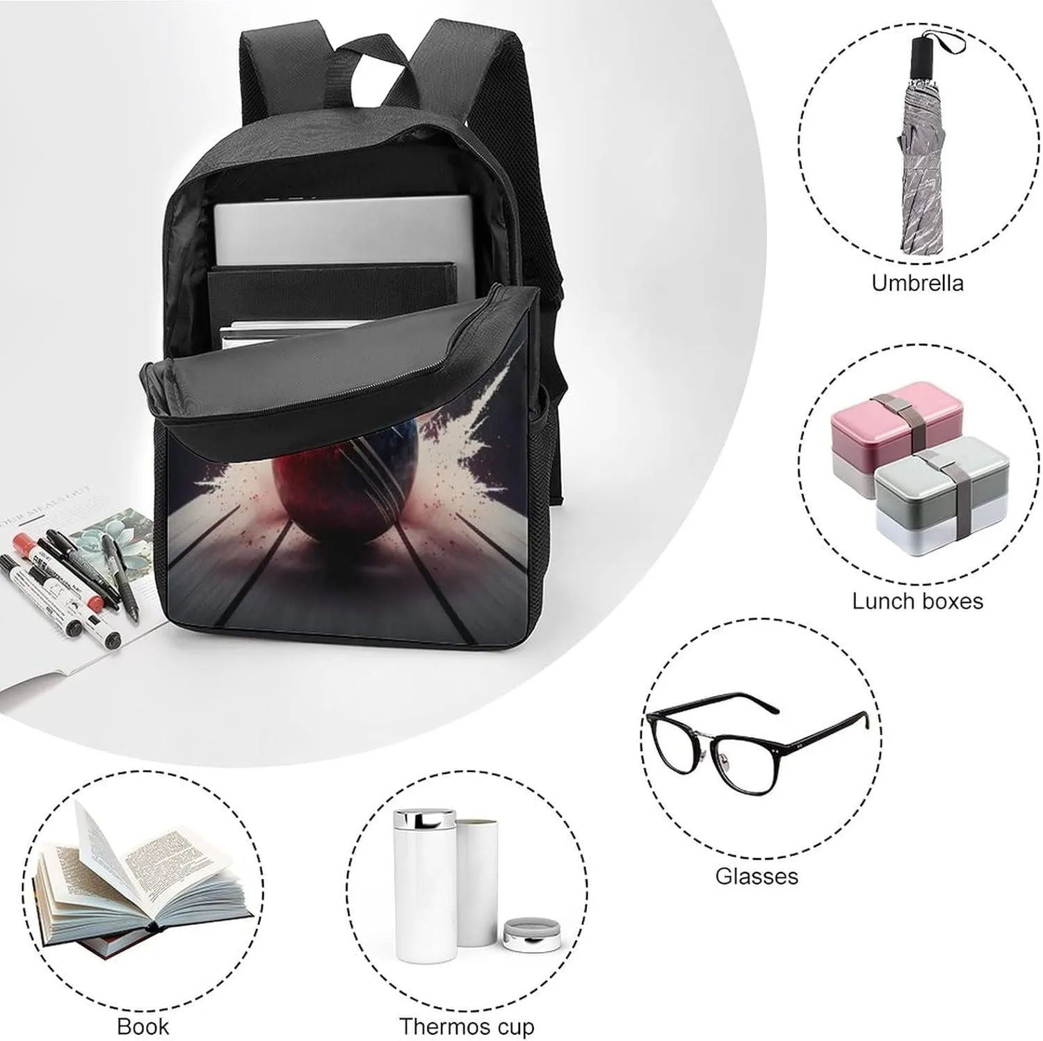 Bowling Ball Sport Backpack with Adjustable Straps, Suitable for Travel Picnics Activities