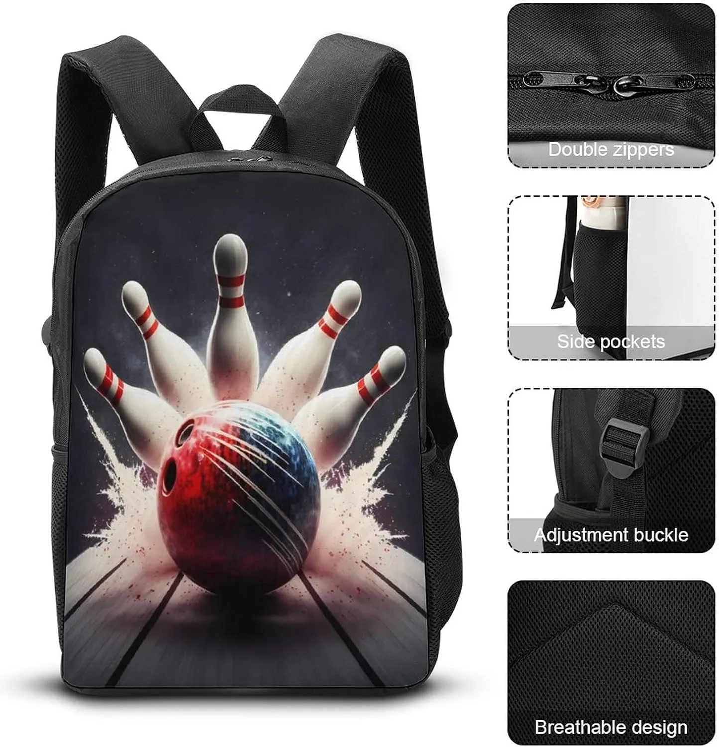 Bowling Ball Sport Backpack with Adjustable Straps, Suitable for Travel Picnics Activities