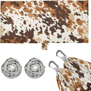 Brown Cow Print Pattern Camping Hammock, Single Portable Hammocks with Tree Straps & Attached Carry Bag, 330Lbs Capacity Perfect for Outside Indoor Hiking Beach Backpack Travel