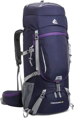 Bseash 60-65L Waterproof Hiking Camping Backpack with Rain Cover,Outdoor Sport Travel Bag Daypack for Climbing Touring
