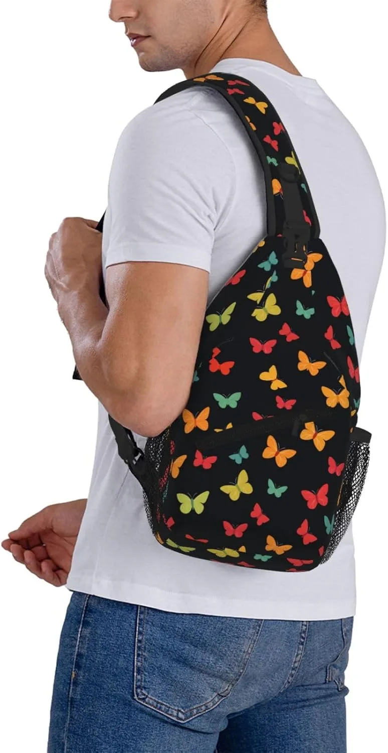 Butterflies Sling Bag Crossbody Backpack Shoulder Daypack Multipurpose Cross Body Chest Bag for Men Women Travel Hiking Sports Gym