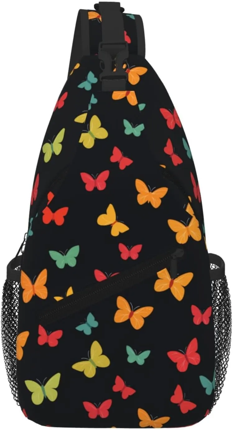 Butterflies Sling Bag Crossbody Backpack Shoulder Daypack Multipurpose Cross Body Chest Bag for Men Women Travel Hiking Sports Gym