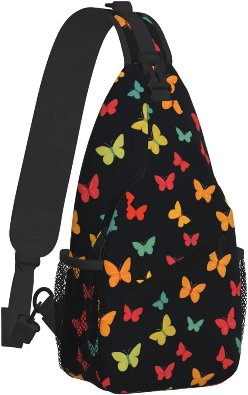 Butterflies Sling Bag Crossbody Backpack Shoulder Daypack Multipurpose Cross Body Chest Bag for Men Women Travel Hiking Sports Gym