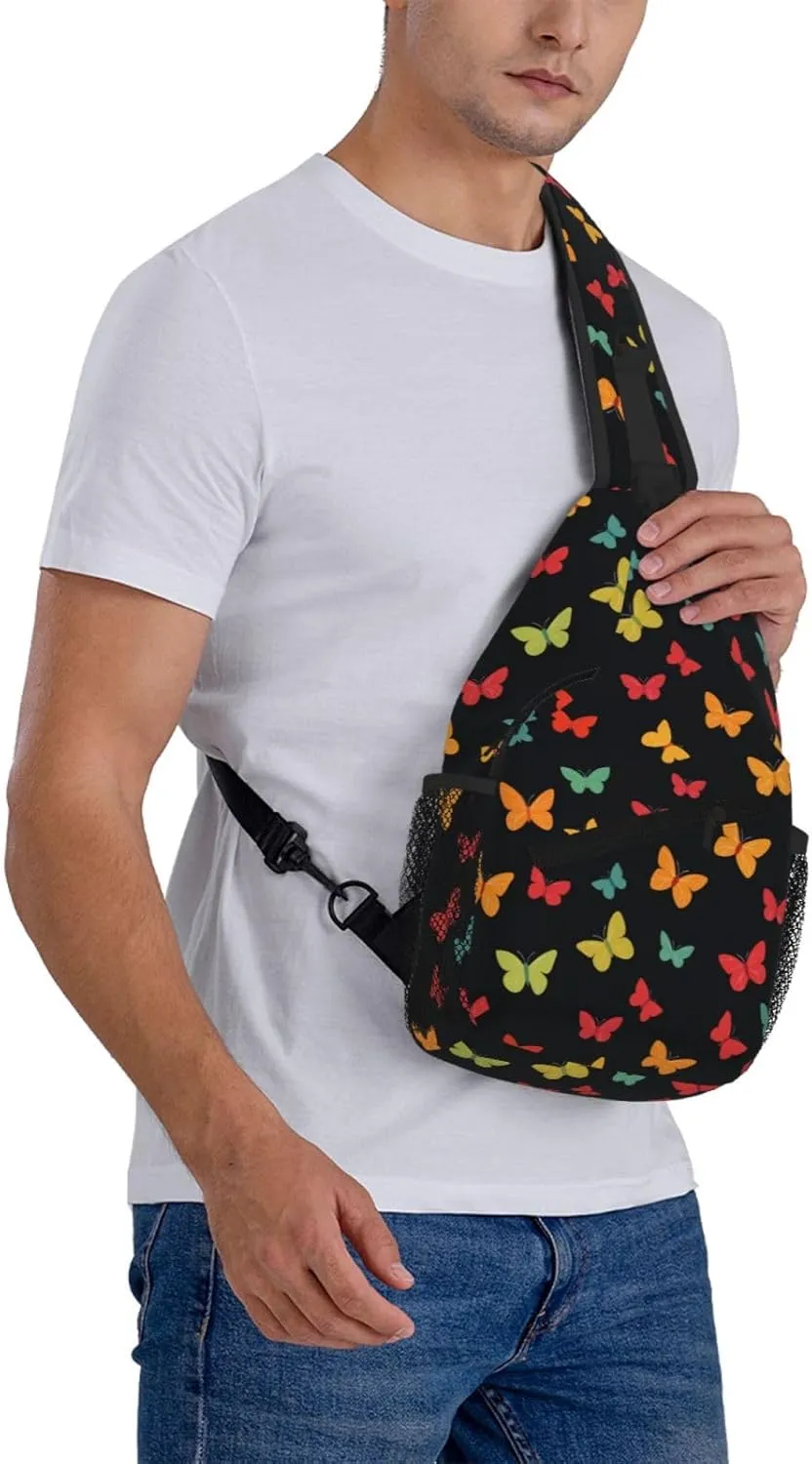 Butterflies Sling Bag Crossbody Backpack Shoulder Daypack Multipurpose Cross Body Chest Bag for Men Women Travel Hiking Sports Gym