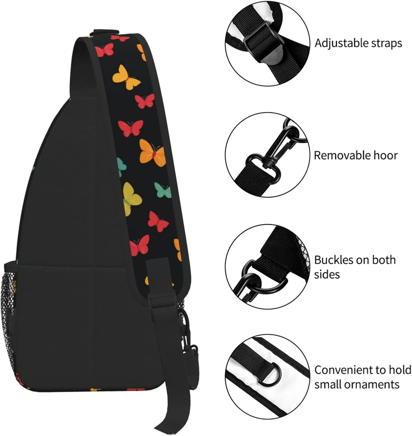 Butterflies Sling Bag Crossbody Backpack Shoulder Daypack Multipurpose Cross Body Chest Bag for Men Women Travel Hiking Sports Gym