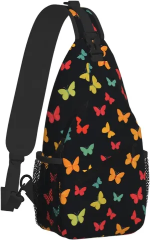 Butterflies Sling Bag Crossbody Backpack Shoulder Daypack Multipurpose Cross Body Chest Bag for Men Women Travel Hiking Sports Gym