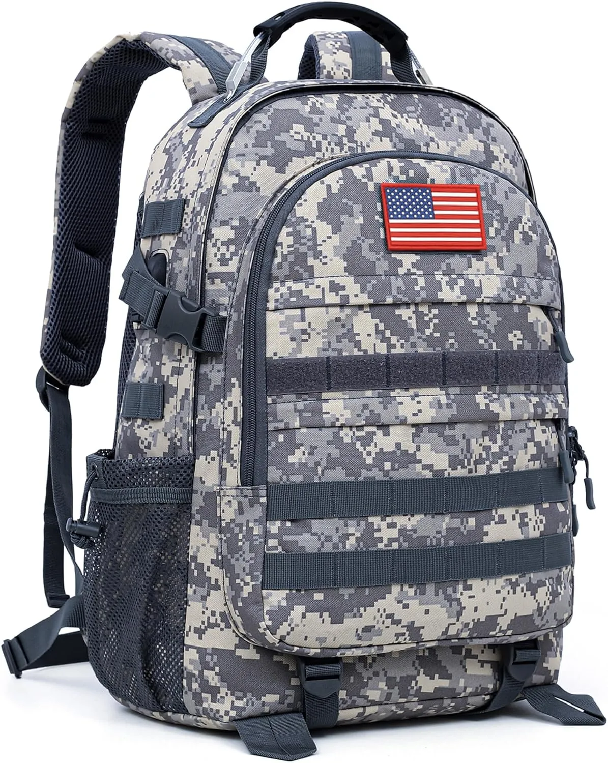Camo Backpack 40L Military Elementary Middle School Boys Backpack Molle with USB Charging Port & Flag Patch