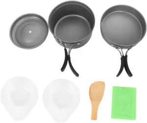 Camp Cooking Set Lightweight Aluminum Camping Pots Pans with Bowl Spoon for