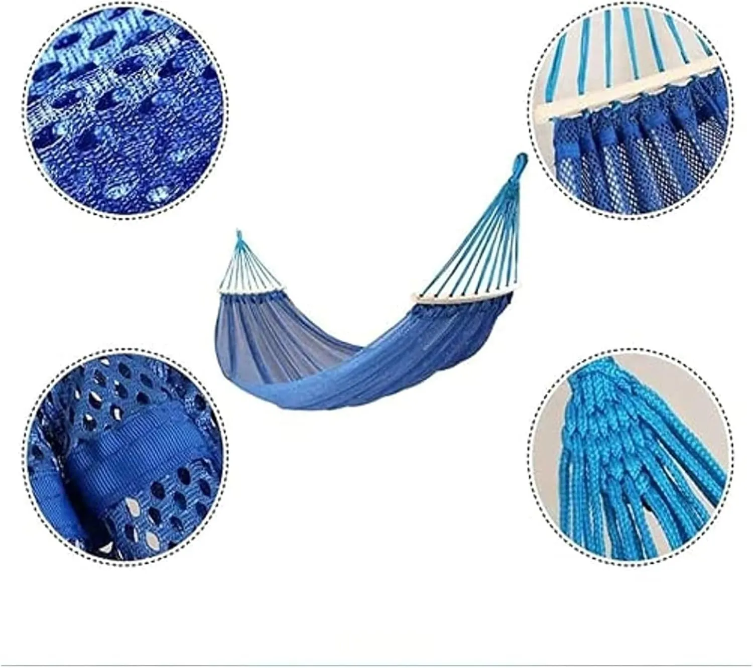 Camp Hammock Swing Travel Hammock Portable Hammock Comfortable Folding Mesh Net Camping Accessories Single Hammock Outdoor Indoor Strong, Blue 3set