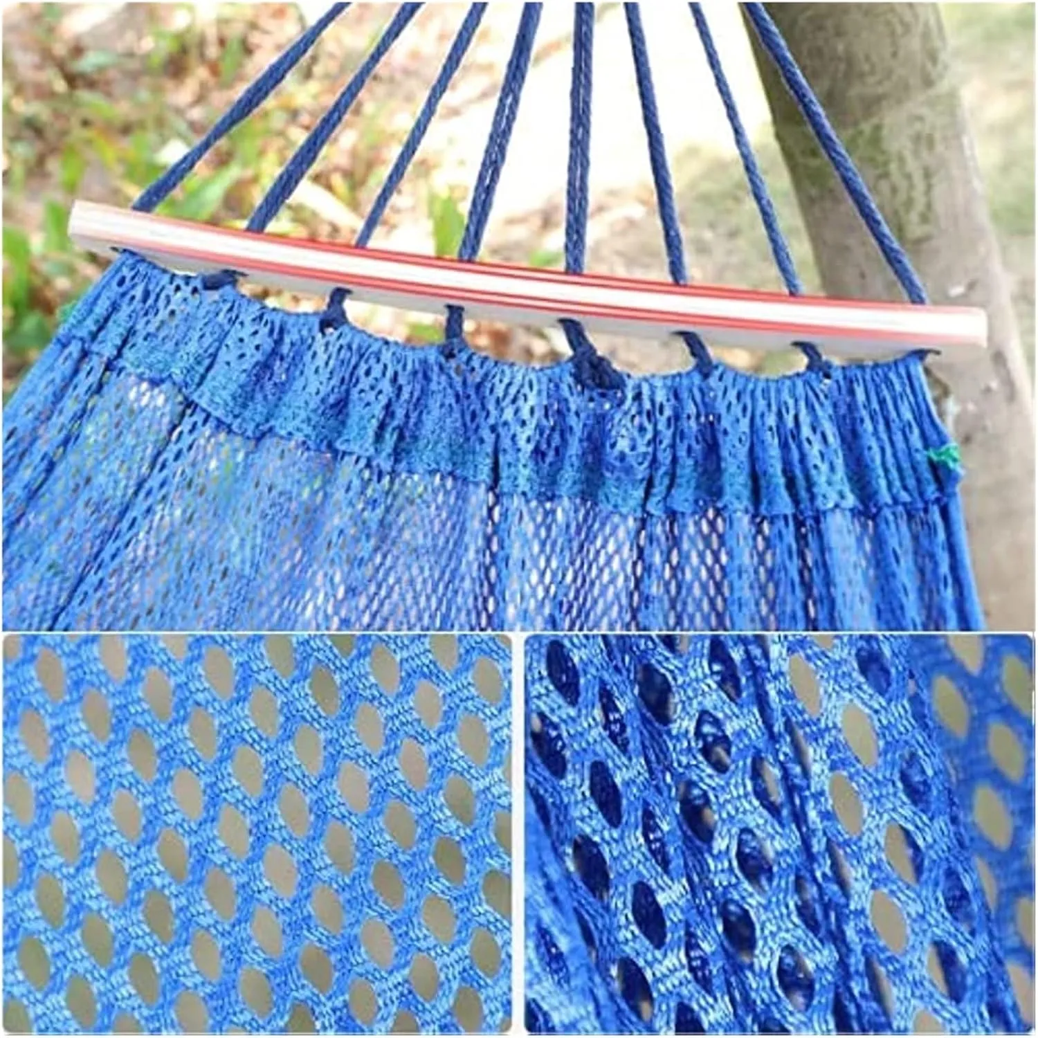 Camp Hammock Swing Travel Hammock Portable Hammock Comfortable Folding Mesh Net Camping Accessories Single Hammock Outdoor Indoor Strong, Blue 3set