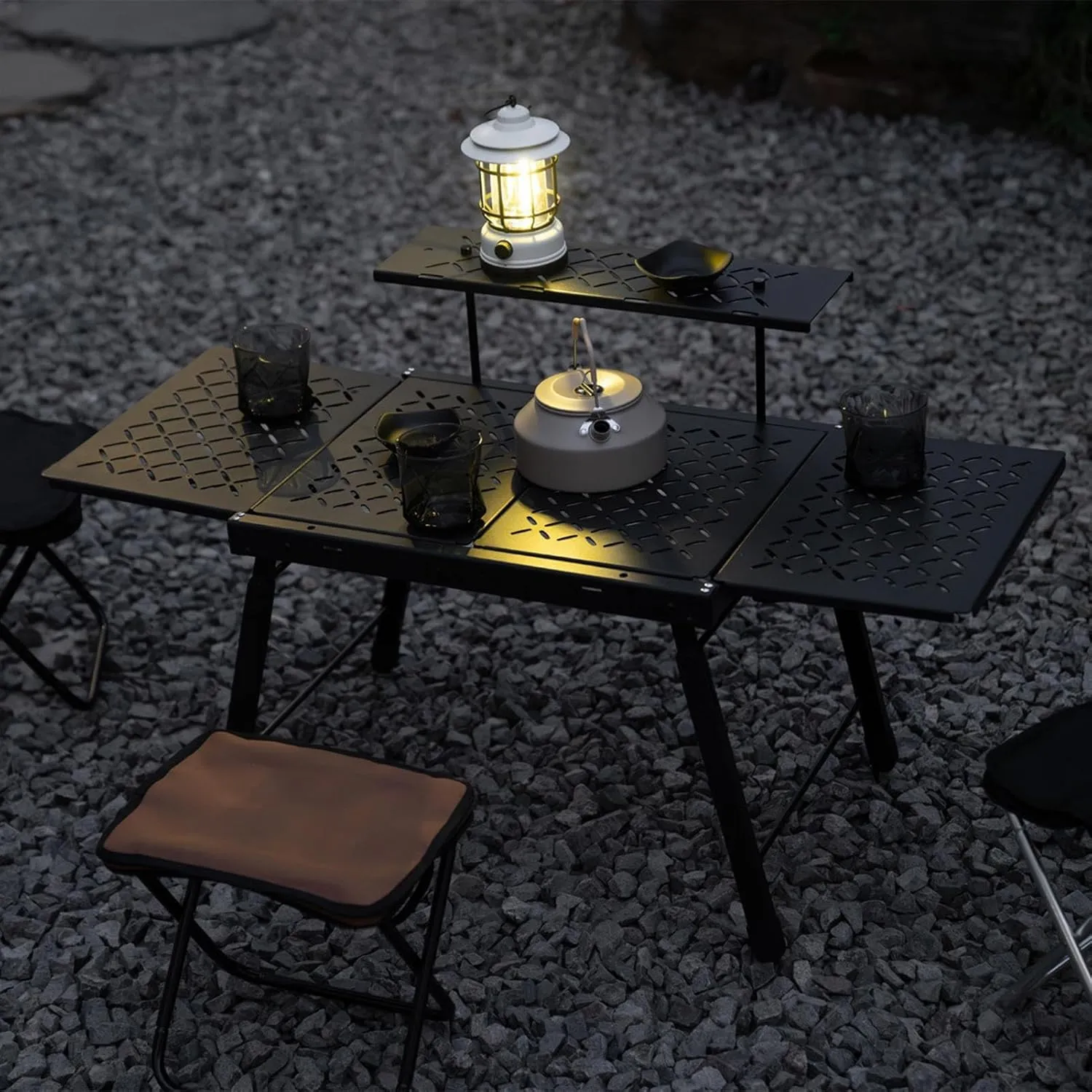 Camp Table Plate - Portable Tabletop Panel, Lightweight Foldable | Compact Black Travel Plate, Outdoor Dining Equipment for Picnic, Fishing, Grilling, Hiking, Vehicle Trips, Camping