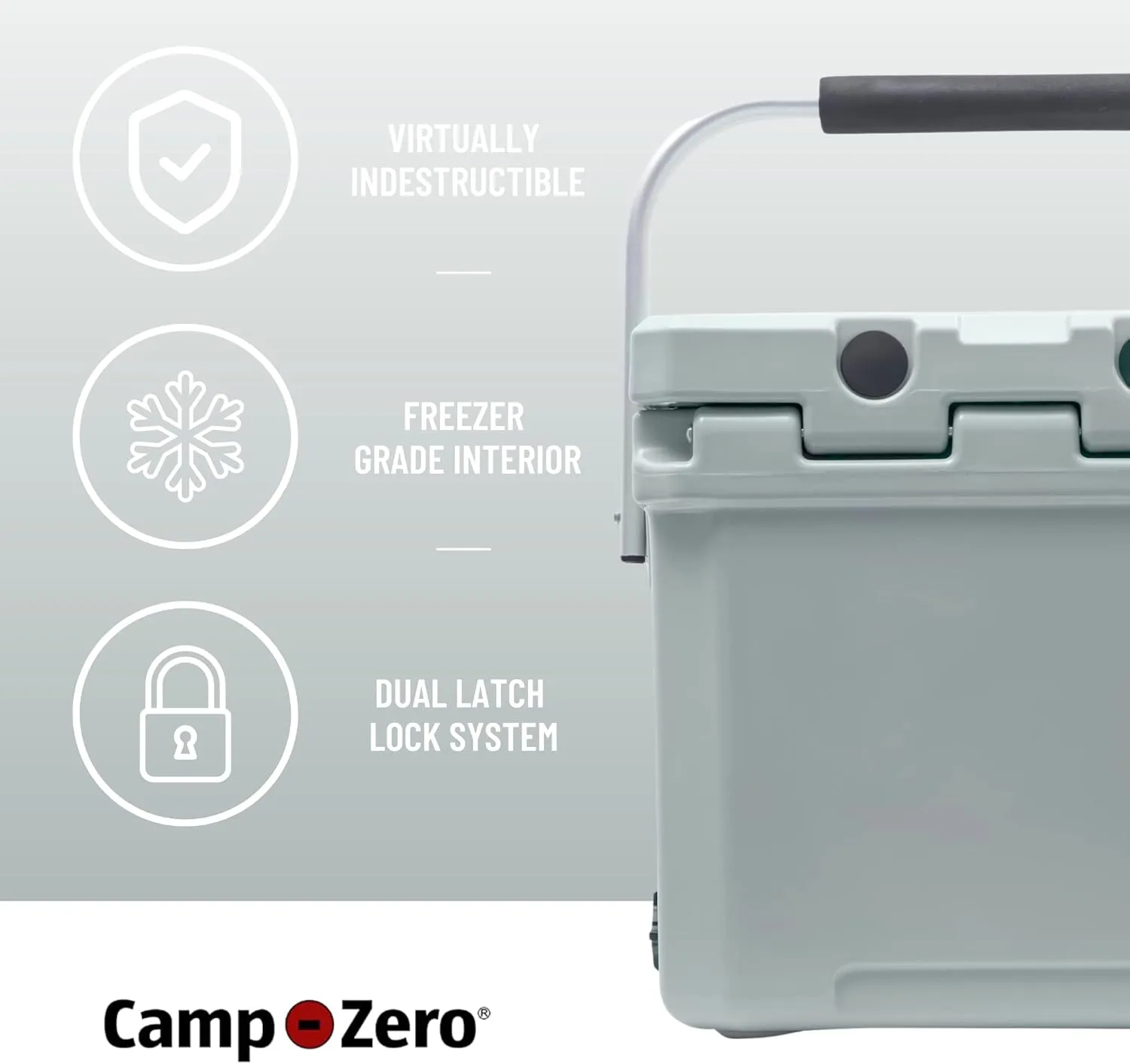 CAMP-ZERO 12L-12.6 Quart Portable Hard Cooler Ice Chest, Perfect for Drinks, Lunch, Beach, Picnics, Boating, Camping and Travel with 2 Molded-in Cup Holders and Folding Aluminum Handle