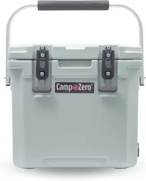 CAMP-ZERO 12L-12.6 Quart Portable Hard Cooler Ice Chest, Perfect for Drinks, Lunch, Beach, Picnics, Boating, Camping and Travel with 2 Molded-in Cup Holders and Folding Aluminum Handle