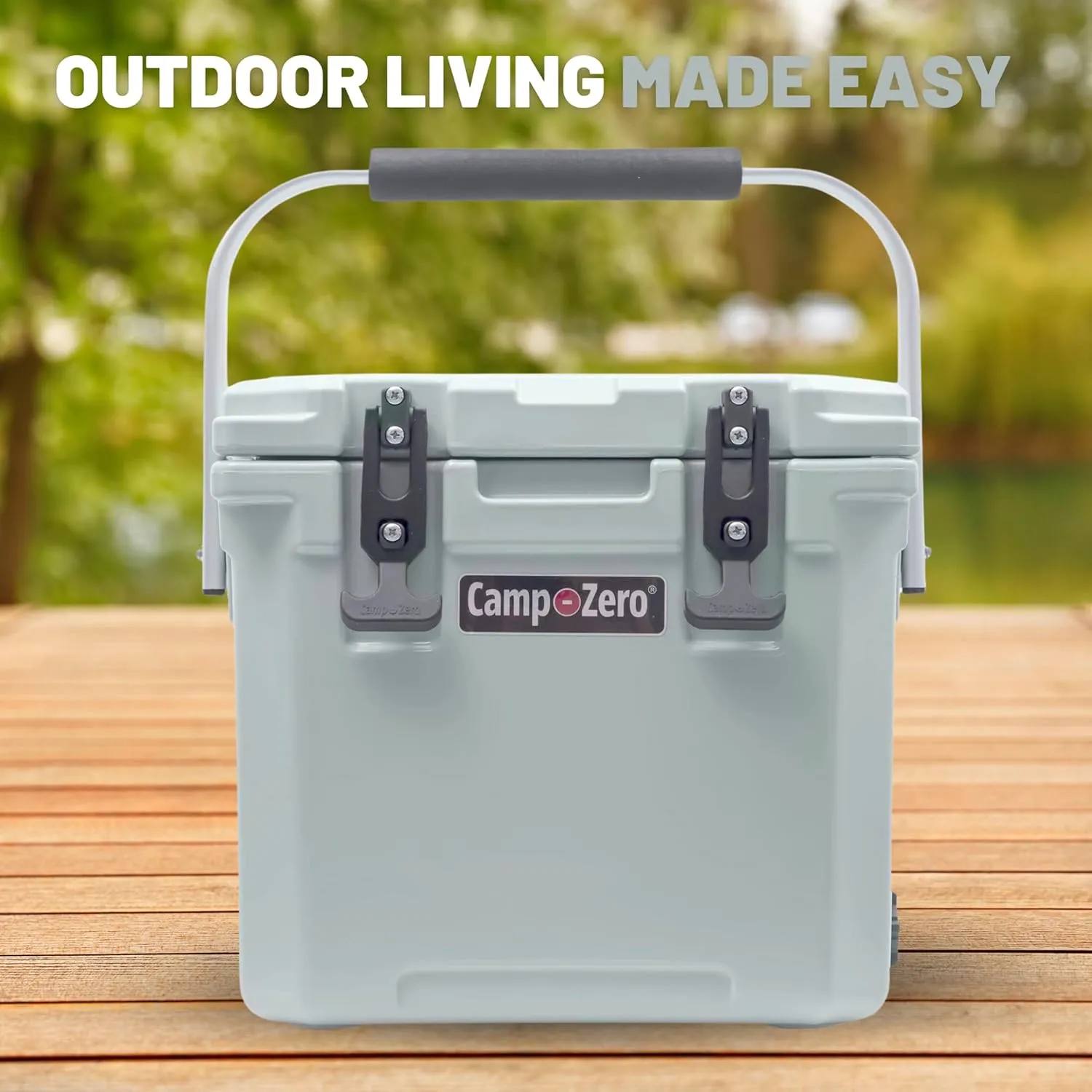 CAMP-ZERO 12L-12.6 Quart Portable Hard Cooler Ice Chest, Perfect for Drinks, Lunch, Beach, Picnics, Boating, Camping and Travel with 2 Molded-in Cup Holders and Folding Aluminum Handle
