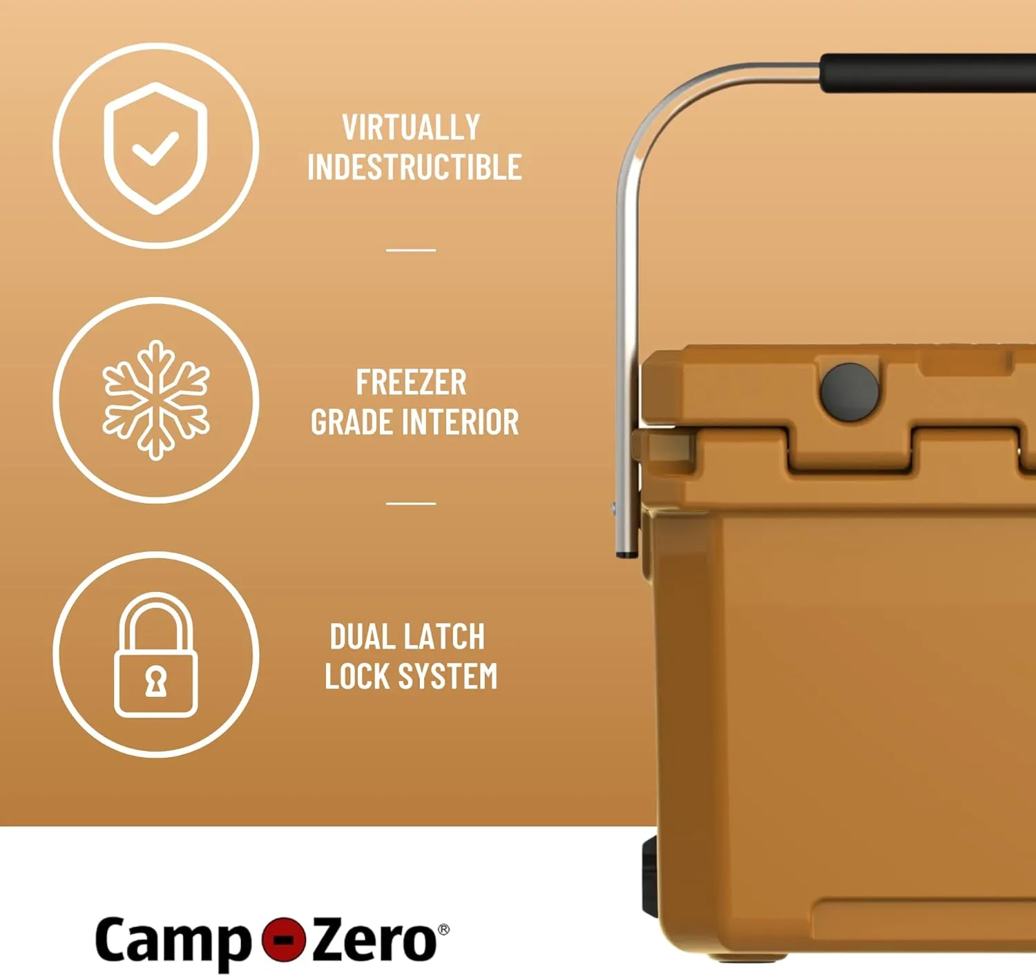 CAMP-ZERO 12L-12.6 Quart Portable Hard Cooler Ice Chest, Perfect for Drinks, Lunch, Beach, Picnics, Boating, Camping and Travel with 2 Molded-in Cup Holders and Folding Aluminum Handle