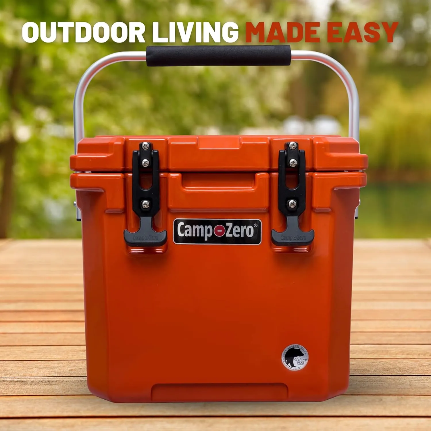 CAMP-ZERO 12L-12.6 Quart Portable Hard Cooler Ice Chest, Perfect for Drinks, Lunch, Beach, Picnics, Boating, Camping and Travel with 2 Molded-in Cup Holders and Folding Aluminum Handle