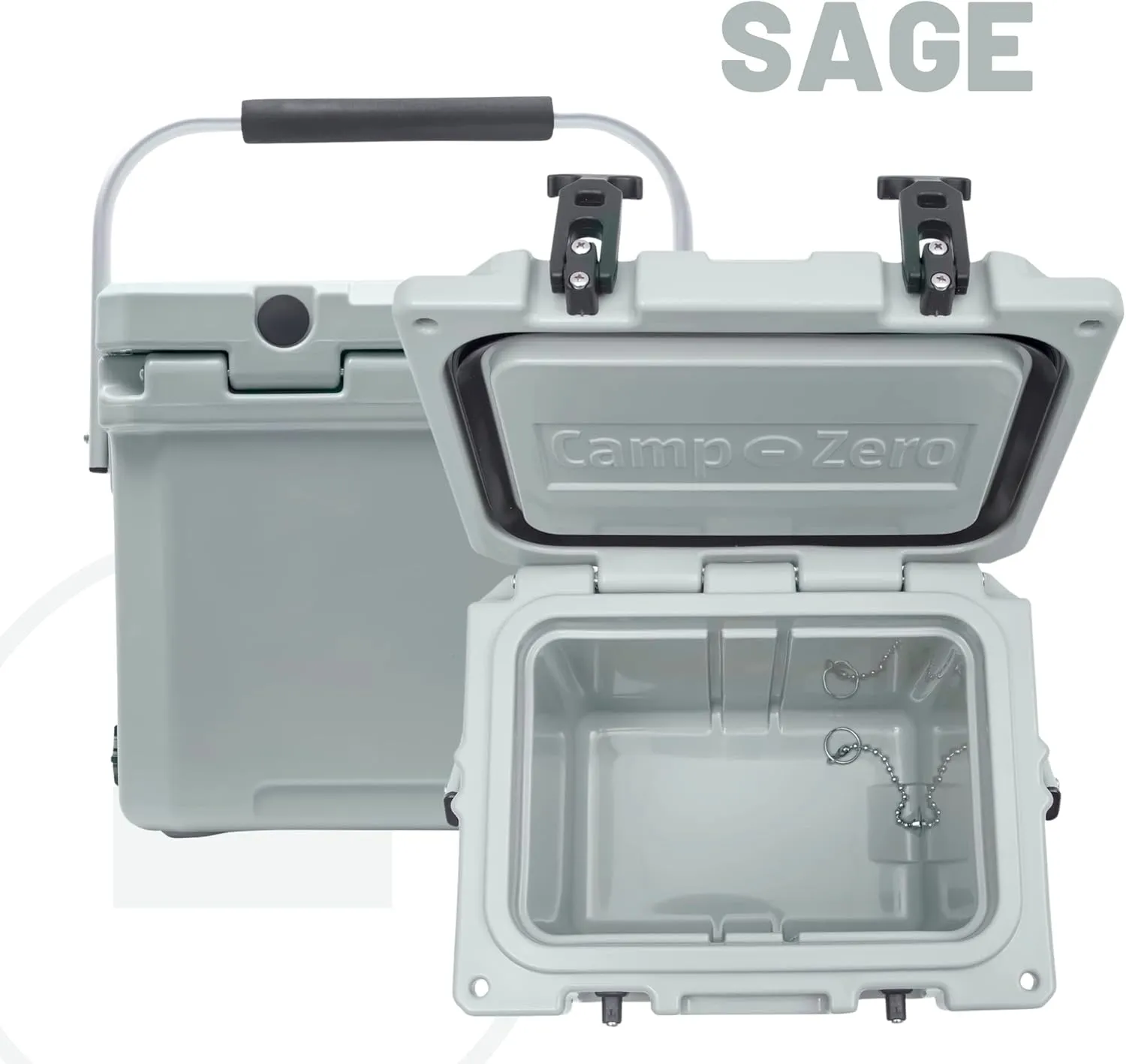 CAMP-ZERO 12L-12.6 Quart Portable Hard Cooler Ice Chest, Perfect for Drinks, Lunch, Beach, Picnics, Boating, Camping and Travel with 2 Molded-in Cup Holders and Folding Aluminum Handle