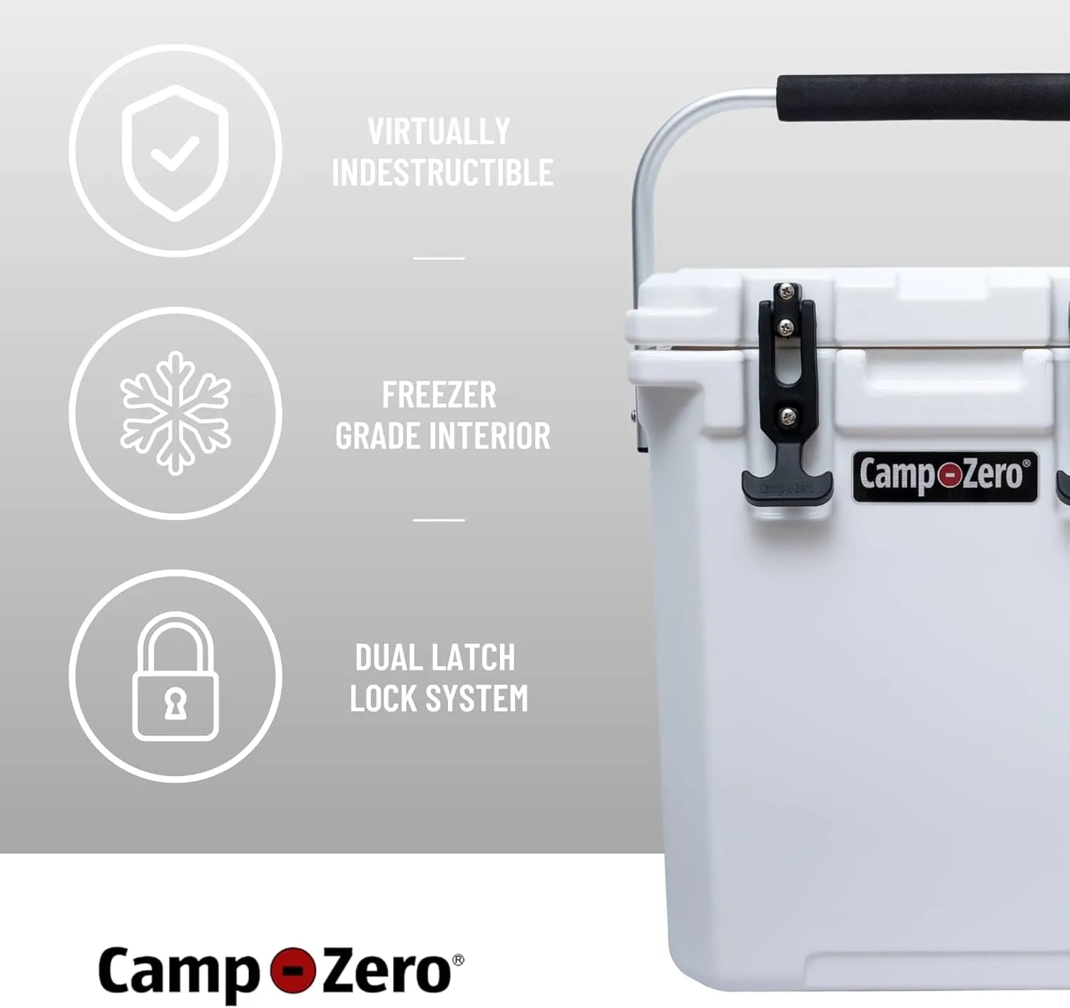 CAMP-ZERO 16L-16.9 Quart Portable Hard Cooler with Divider, Perfect for Drinks, Wine Bottles, Lunch, Beach, Picnics, Boating, Camping, Travel with 2 Molded-in Cup Holders and Folding Aluminum Handle