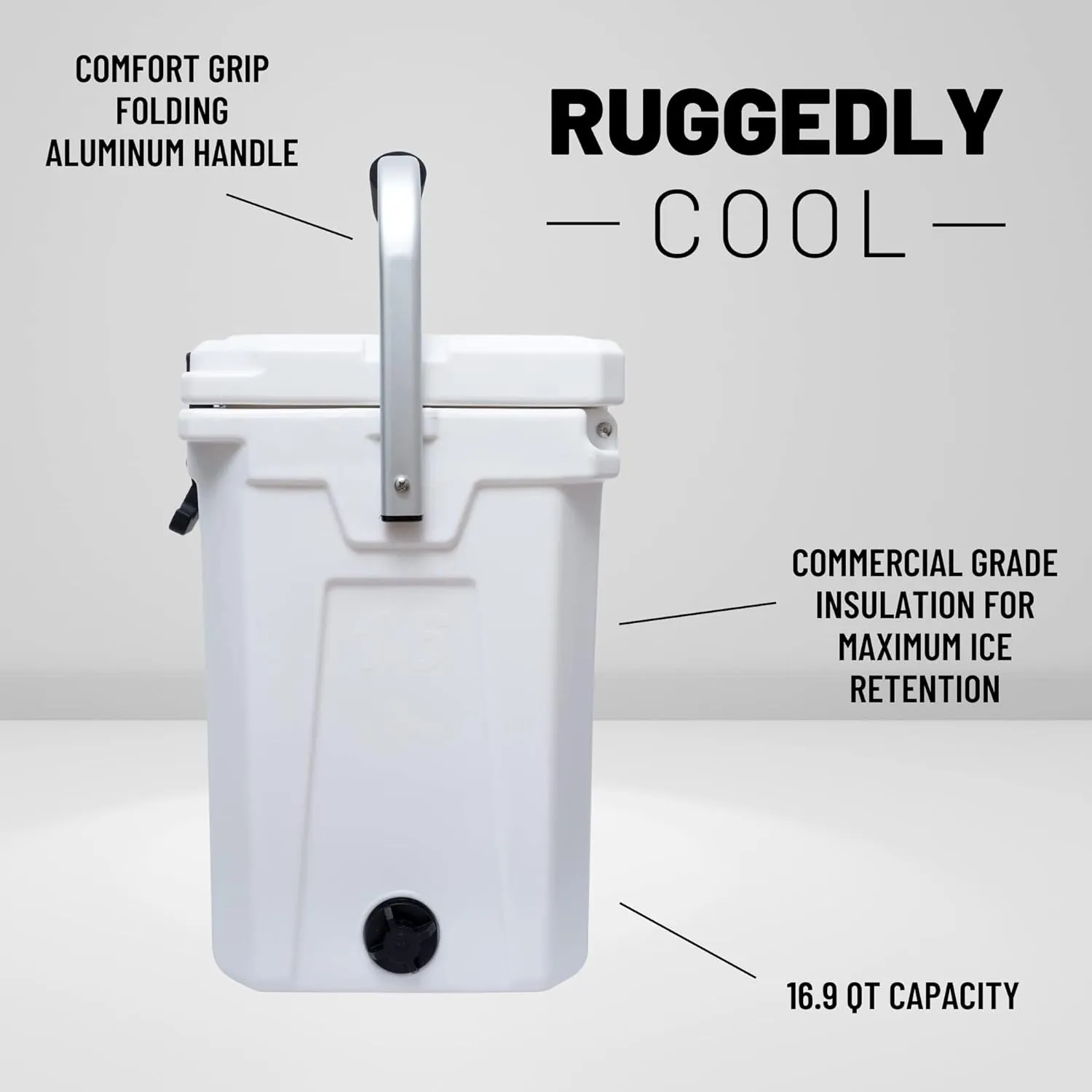 CAMP-ZERO 16L-16.9 Quart Portable Hard Cooler with Divider, Perfect for Drinks, Wine Bottles, Lunch, Beach, Picnics, Boating, Camping, Travel with 2 Molded-in Cup Holders and Folding Aluminum Handle