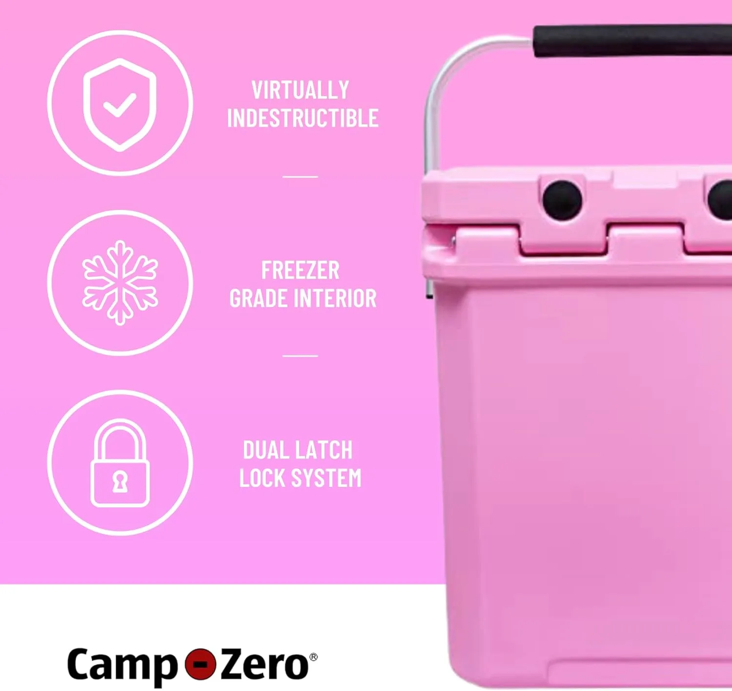 CAMP-ZERO 16L-16.9 Quart Portable Hard Cooler with Divider, Perfect for Drinks, Wine Bottles, Lunch, Beach, Picnics, Boating, Camping, Travel with 2 Molded-in Cup Holders and Folding Aluminum Handle