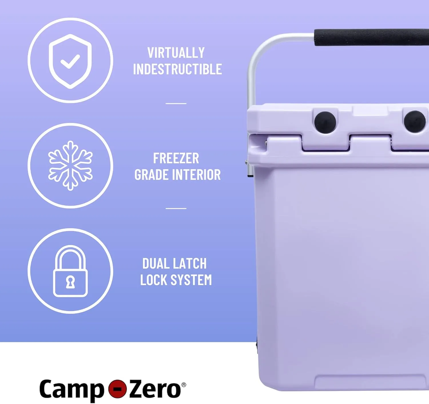 CAMP-ZERO 16L-16.9 Quart Portable Hard Cooler with Divider, Perfect for Drinks, Wine Bottles, Lunch, Beach, Picnics, Boating, Camping, Travel with 2 Molded-in Cup Holders and Folding Aluminum Handle