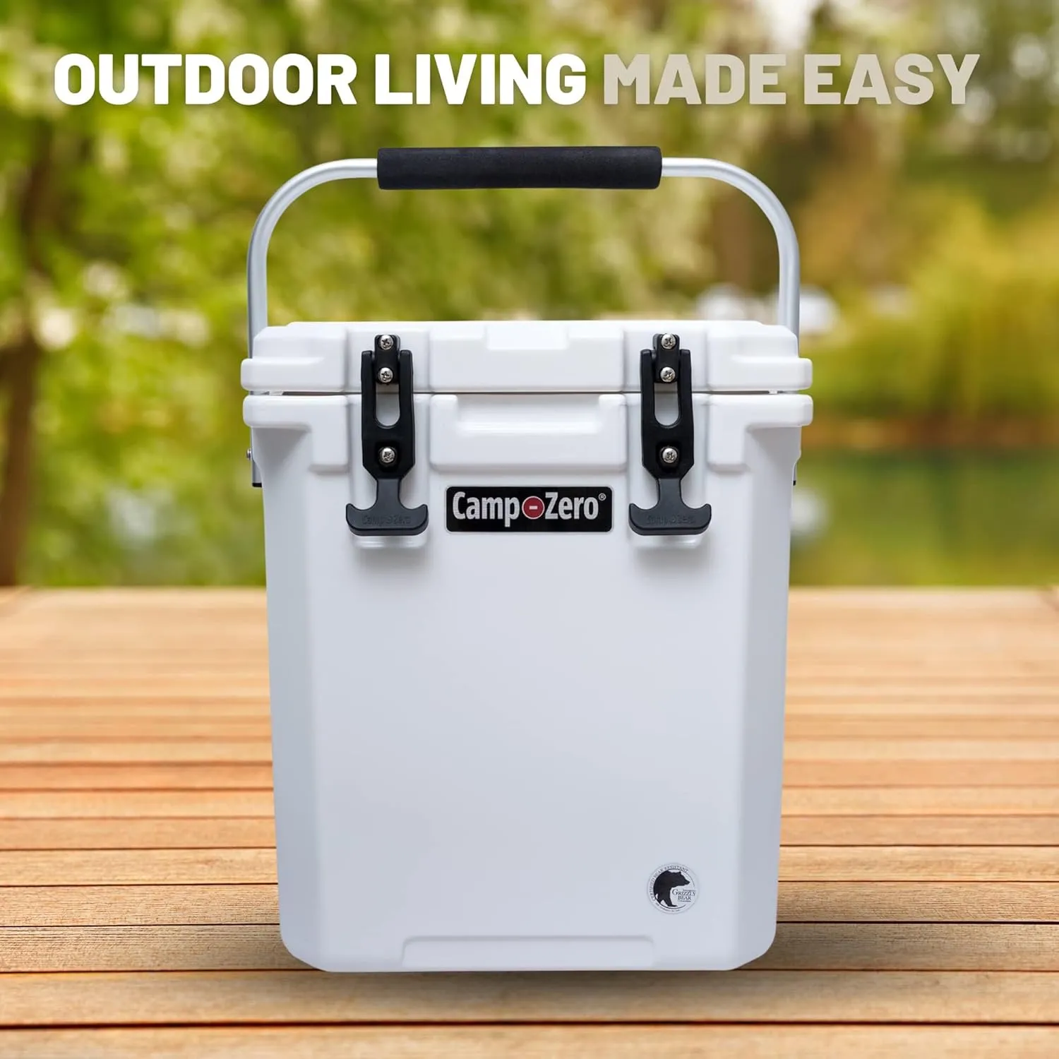 CAMP-ZERO 16L-16.9 Quart Portable Hard Cooler with Divider, Perfect for Drinks, Wine Bottles, Lunch, Beach, Picnics, Boating, Camping, Travel with 2 Molded-in Cup Holders and Folding Aluminum Handle