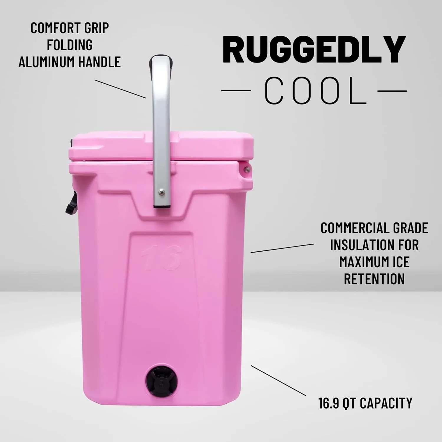 CAMP-ZERO 16L-16.9 Quart Portable Hard Cooler with Divider, Perfect for Drinks, Wine Bottles, Lunch, Beach, Picnics, Boating, Camping, Travel with 2 Molded-in Cup Holders and Folding Aluminum Handle