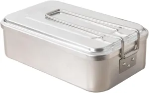 Camping Cookware, Outdoor Camping Cooking Can Be Heated by Open Fire Picnic Aluminum Lunch Box Iron Lunch Box Portable Stove(12.5x21.5cm)