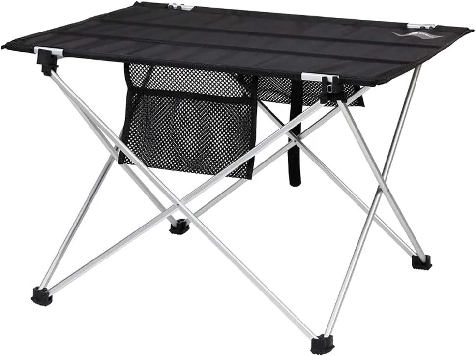 Camping Folding Table Aluminum Alloy Folding Portable Picnic Camping Table With Aluminum Legs Roll Up Table Top Mesh Layer for Camping/Banquet Folding Tables Easy to Carry for Outdoor Picnic Beach (
