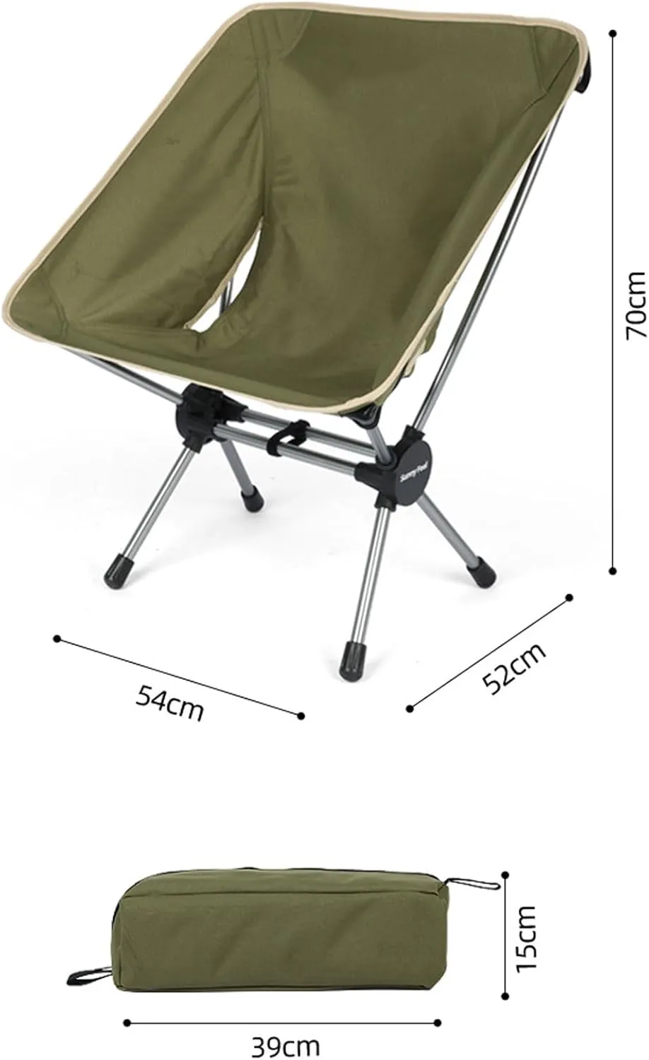 Camping Fur Set of 4 with 2 airs, 1 Table and 1 Shade Cloth, Outdoor Collapsible airs and Table with Carrying Bag and Aluminium Roll-up Top, Easy to Carry