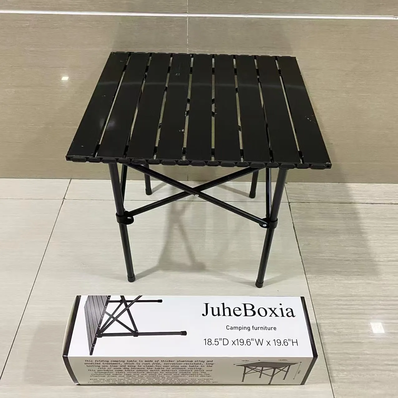 Camping furniture,Compact Camping Table Folding Camp Side Table Portable Roll up Aluminum Table with Carry Bag Lightweight Foldable Small Camp Table for Indoor Outdoor Picnic Backyard BBQ - 18.5"D x19.6"W x 19.6"H