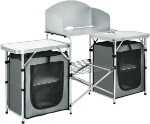 Camping Kitchen Table, Folding Camping Table, Aluminum Portable Tables with Storage Organizer for Outdoor, Beach, BBQ, Picnic, Cooking, Indoor, Office, Gray