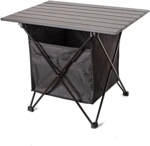 Camping Table, Aluminum Alloy Waterproof Foldable Table, Stable Support Frame Hook Annulus Design Portable Table, for Outdoor Cooking, Picnic, Camp[L with Storage Bag]