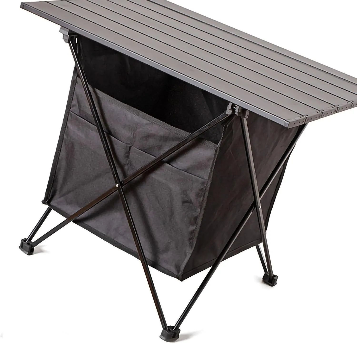 Camping Table, Aluminum Alloy Waterproof Foldable Table, Stable Support Frame Hook Annulus Design Portable Table, for Outdoor Cooking, Picnic, Camp[L with Storage Bag]