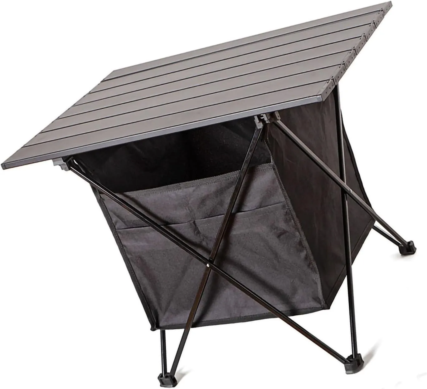 Camping Table, Aluminum Alloy Waterproof Foldable Table, Stable Support Frame Hook Annulus Design Portable Table, for Outdoor Cooking, Picnic, Camp[L with Storage Bag]