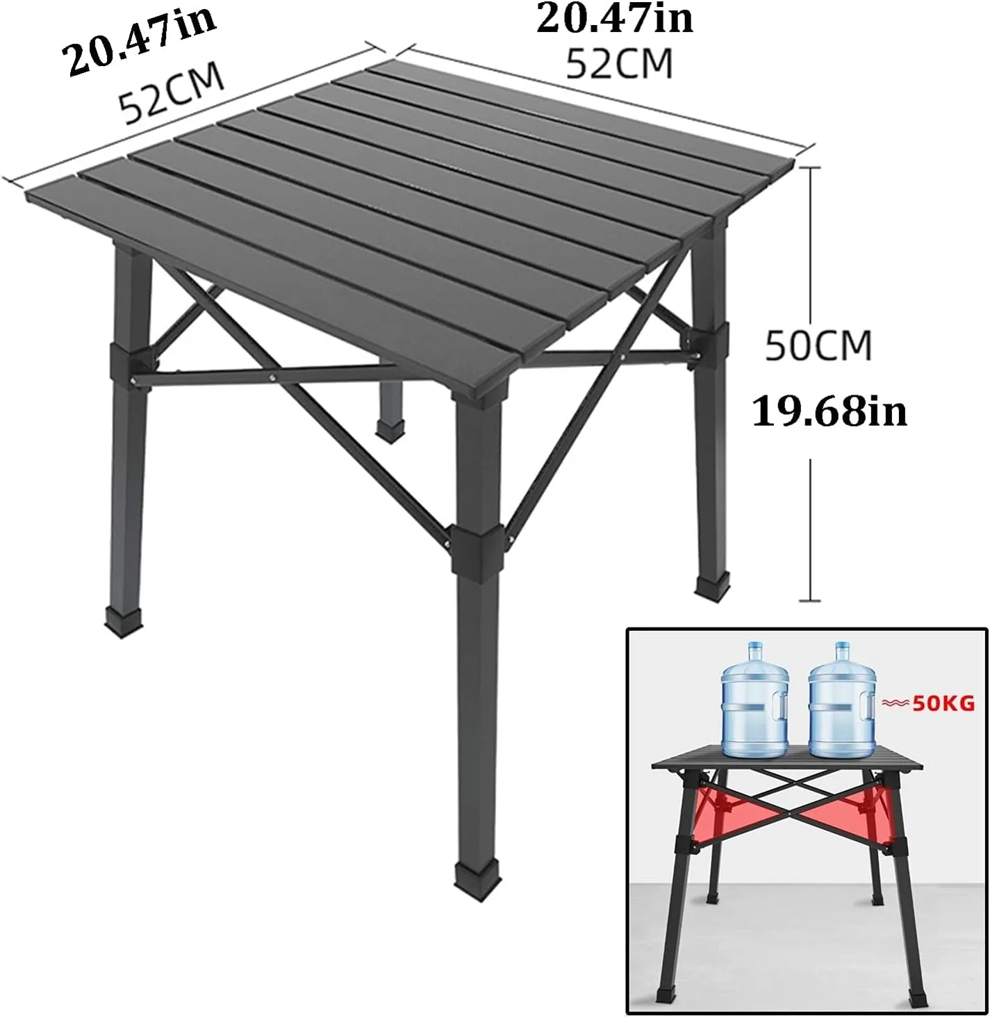 Camping Table Chairs Portable Folding Table and Chair Set, Aluminum Outdoor Picnic Table, Suitable for Courtyard Barbecue Travel (Color : Khaki)