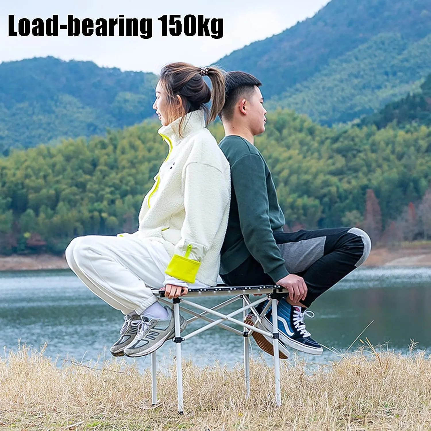Camping Table Chairs Portable Outdoor and Chair Set, Ultra-Light and Durable Aluminum Alloy Picnic Table, Suitable for Car Travel Beach Fishing