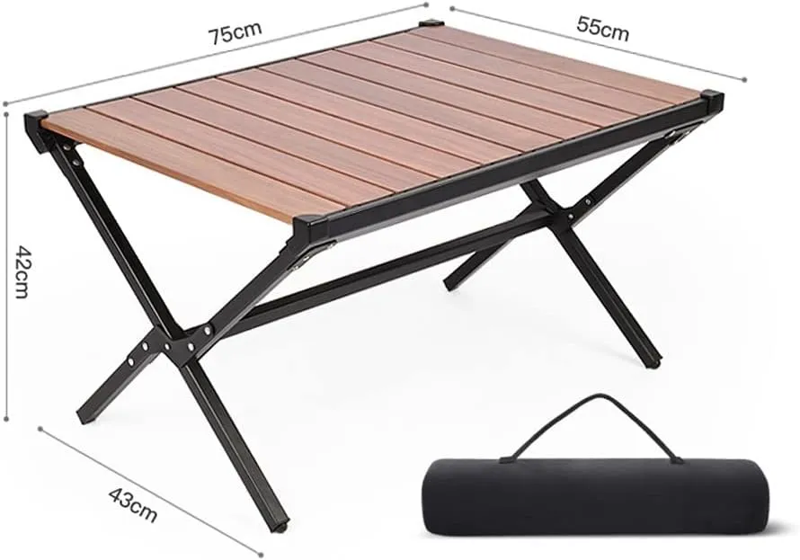 Camping Table Portable Folding Table Ultra Lightweight Folding Camp Table Aluminum Roll Up Table Top with Carry Bag for Outdoor Travel Backyards BBQ