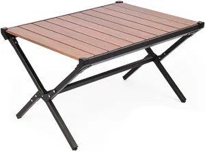 Camping Table Portable Folding Table Ultra Lightweight Folding Camp Table Aluminum Roll Up Table Top with Carry Bag for Outdoor Travel Backyards BBQ
