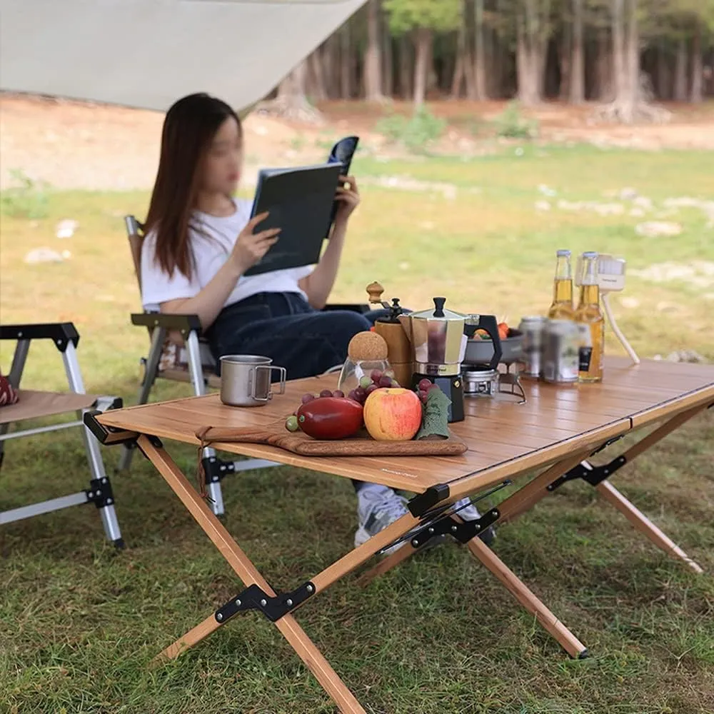 Camping Table Portable Folding Table Ultra Lightweight Folding Camp Table Aluminum Roll Up Table Top with Carry Bag for Outdoor Travel Backyards BBQ