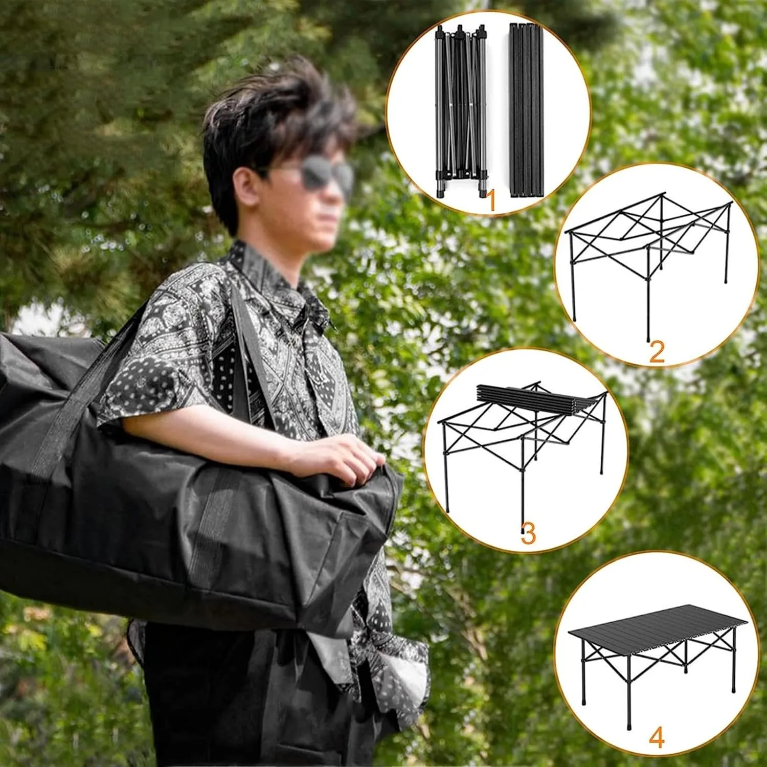 Camping Tables Lightweight Foldable Bag,Portable Picnic Folding Table,Roll up Tables for Outside Travel BBQ Garden Sand Party